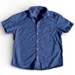 UNTUCKit Men's Winzer Blue Polka Dotted Short Sleeve Regular Fit Button Up Sz XL